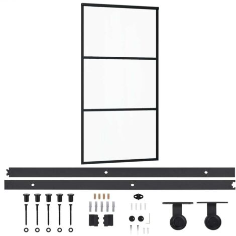 Porte coulissante，Porte intérieure，Porte d'entrée et quincaillerie Verre et Aluminium 102x205cm CFW72078
