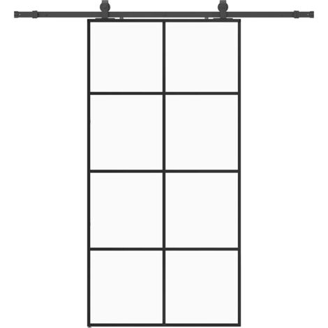 Porte coulissante，Porte intérieure，Porte d'entrée kit de quincaillerie noir 102,5x205 cm CFW52044