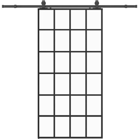 Porte coulissante，Porte intérieure，Porte d'entrée kit de quincaillerie noir 102x205cm verre ESG CFW18256