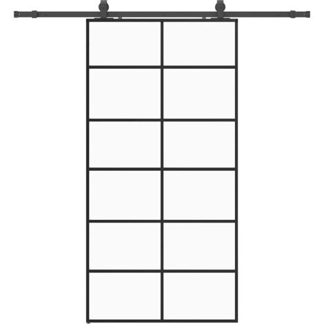 Porte coulissante，Porte intérieure，Porte d'entrée kit de quincaillerie noir 102x205cm verre ESG CFW44639