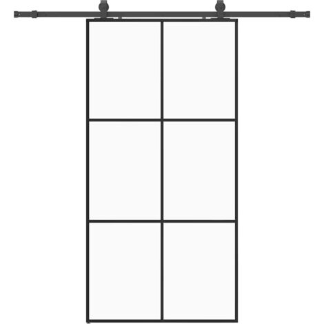 Porte coulissante，Porte intérieure，Porte d'entrée kit de quincaillerie noir 102x205cm verre ESG CFW54422