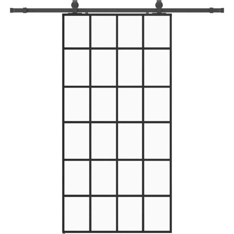 Porte coulissante，Porte intérieure，Porte d'entrée kit de quincaillerie noir 102x205cm verre ESG CFW80512