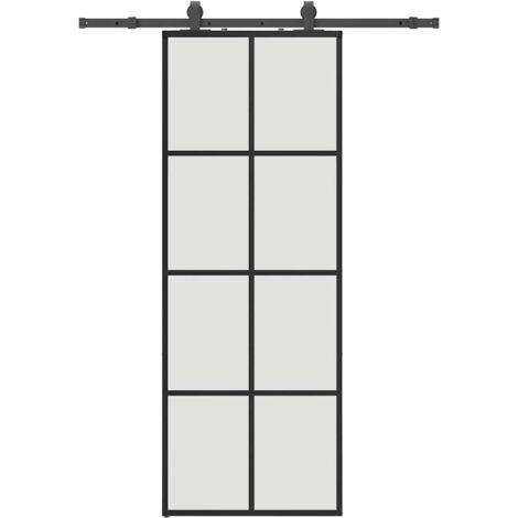 Porte coulissante，Porte intérieure，Porte d'entrée kit de quincaillerie noir 76x205 cm verre ESG CFW11522
