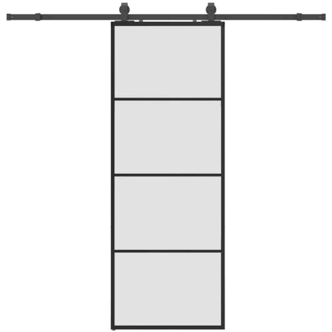 Porte coulissante，Porte intérieure，Porte d'entrée kit de quincaillerie noir 76x205 cm verre ESG CFW17597