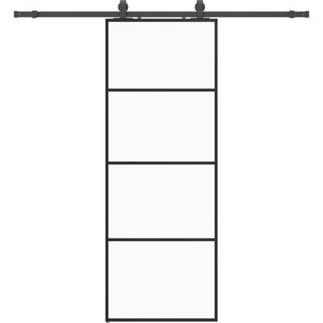 Porte coulissante，Porte intérieure，Porte d'entrée kit de quincaillerie noir 76x205 cm verre ESG CFW18964