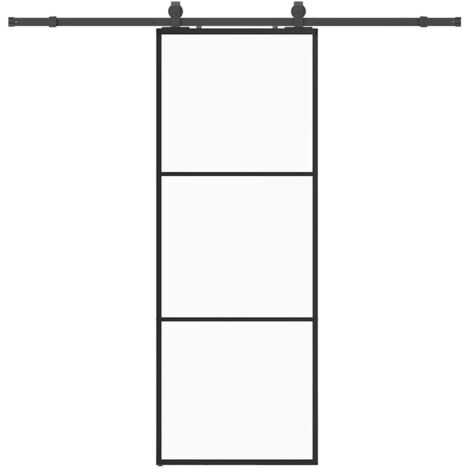 Porte coulissante，Porte intérieure，Porte d'entrée kit de quincaillerie noir 76x205 cm verre ESG CFW25691