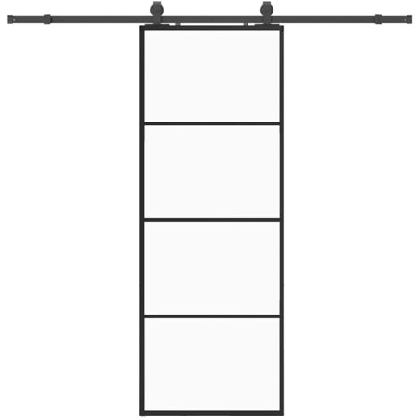 Porte coulissante，Porte intérieure，Porte d'entrée kit de quincaillerie noir 76x205 cm verre ESG CFW35650