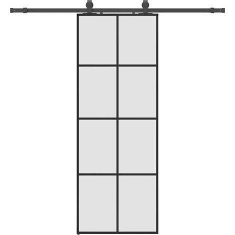 Porte coulissante，Porte intérieure，Porte d'entrée kit de quincaillerie noir 76x205 cm verre ESG CFW47377