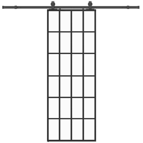 Porte coulissante，Porte intérieure，Porte d'entrée kit de quincaillerie noir 76x205 cm verre ESG CFW48821