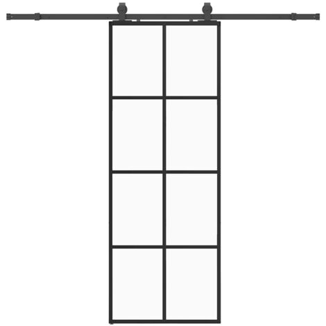 Porte coulissante，Porte intérieure，Porte d'entrée kit de quincaillerie noir 76x205 cm verre ESG CFW50446
