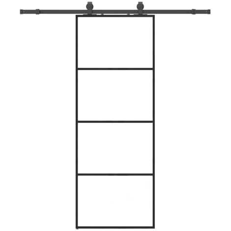 Porte coulissante，Porte intérieure，Porte d'entrée kit de quincaillerie noir 76x205 cm verre ESG CFW55092