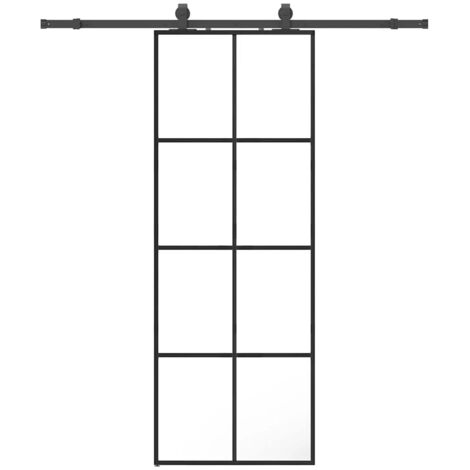 Porte coulissante，Porte intérieure，Porte d'entrée kit de quincaillerie noir 76x205 cm verre ESG CFW64320