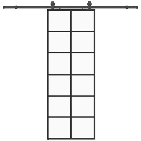 Porte coulissante，Porte intérieure，Porte d'entrée kit de quincaillerie noir 76x205 cm verre ESG CFW64652