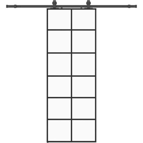 Porte coulissante，Porte intérieure，Porte d'entrée kit de quincaillerie noir 76x205 cm verre ESG CFW69765