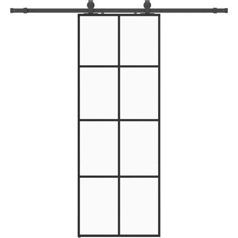 Porte coulissante，Porte intérieure，Porte d'entrée kit de quincaillerie noir 76x205 cm verre ESG CFW72349