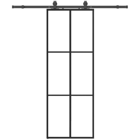 Porte coulissante，Porte intérieure，Porte d'entrée kit de quincaillerie noir 76x205 cm verre ESG CFW80385