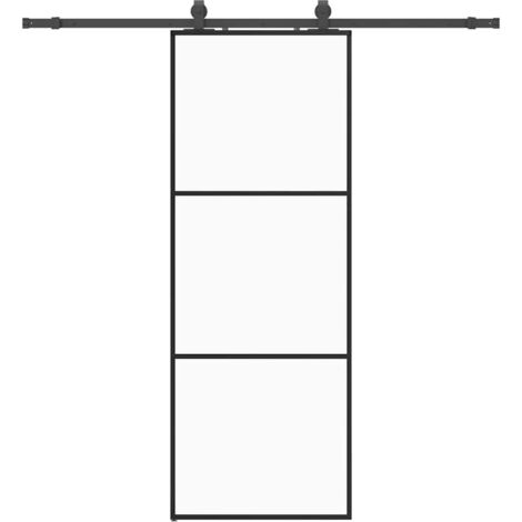 Porte coulissante，Porte intérieure，Porte d'entrée kit de quincaillerie noir 76x205 cm verre ESG CFW86202