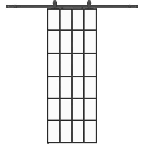 Porte coulissante，Porte intérieure，Porte d'entrée kit de quincaillerie noir 76x205 cm verre ESG CFW97752