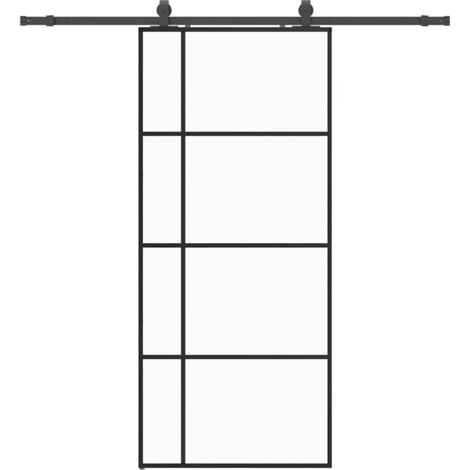 Porte coulissante，Porte intérieure，Porte d'entrée kit de quincaillerie noir 90x205 cm verre ESG CFW11686