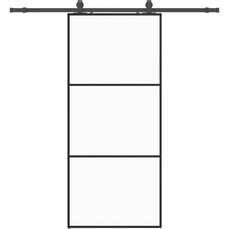 Porte coulissante，Porte intérieure，Porte d'entrée kit de quincaillerie noir 90x205 cm verre ESG CFW19548