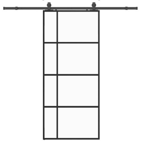 Porte coulissante，Porte intérieure，Porte d'entrée kit de quincaillerie noir 90x205 cm verre ESG CFW21581