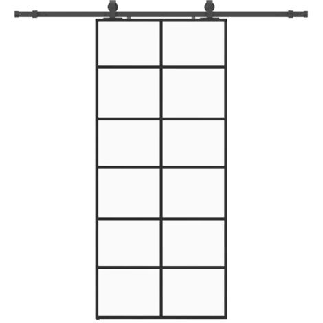 Porte coulissante，Porte intérieure，Porte d'entrée kit de quincaillerie noir 90x205 cm verre ESG CFW23483