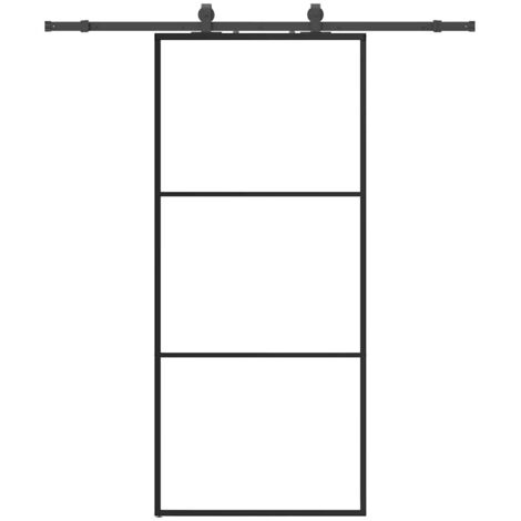 Porte coulissante，Porte intérieure，Porte d'entrée kit de quincaillerie noir 90x205 cm verre ESG CFW27616