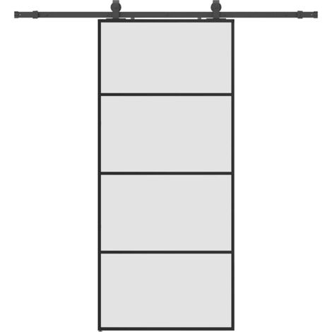 Porte coulissante，Porte intérieure，Porte d'entrée kit de quincaillerie noir 90x205 cm verre ESG CFW33842