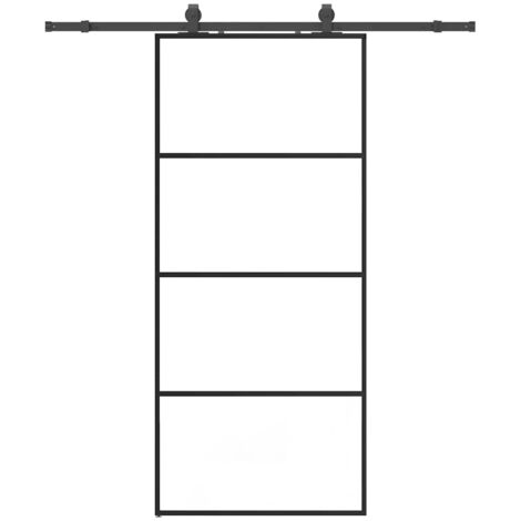Porte coulissante，Porte intérieure，Porte d'entrée kit de quincaillerie noir 90x205 cm verre ESG CFW34867