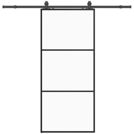 Porte coulissante，Porte intérieure，Porte d'entrée kit de quincaillerie noir 90x205 cm verre ESG CFW41886