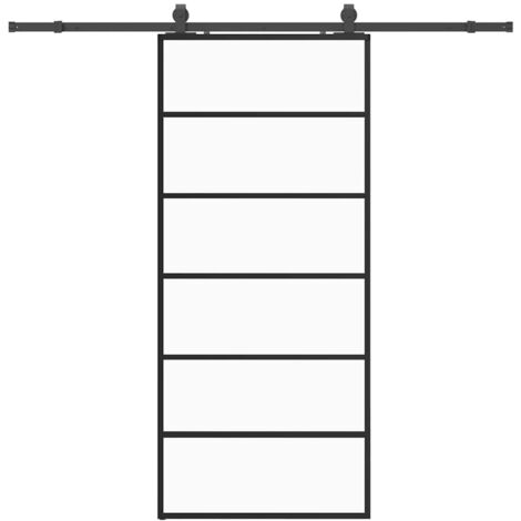 Porte coulissante，Porte intérieure，Porte d'entrée kit de quincaillerie noir 90x205 cm verre ESG CFW42316