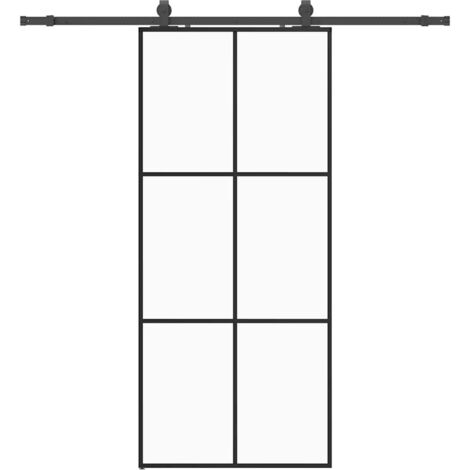 Porte coulissante，Porte intérieure，Porte d'entrée kit de quincaillerie noir 90x205 cm verre ESG CFW50788