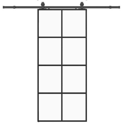 Porte coulissante，Porte intérieure，Porte d'entrée kit de quincaillerie noir 90x205 cm verre ESG CFW54206