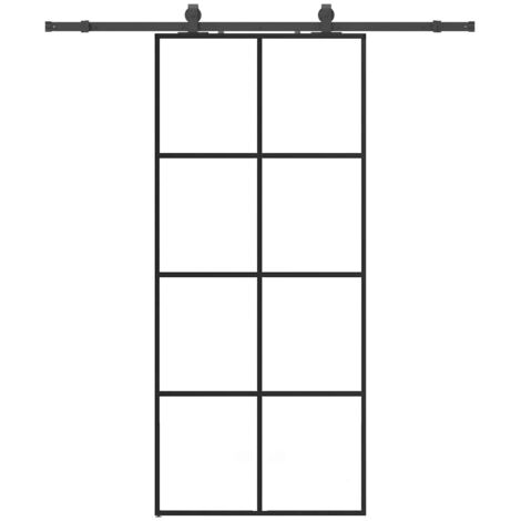Porte coulissante，Porte intérieure，Porte d'entrée kit de quincaillerie noir 90x205 cm verre ESG CFW54358