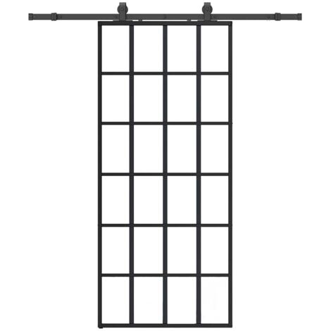 Porte coulissante，Porte intérieure，Porte d'entrée kit de quincaillerie noir 90x205 cm verre ESG CFW56083