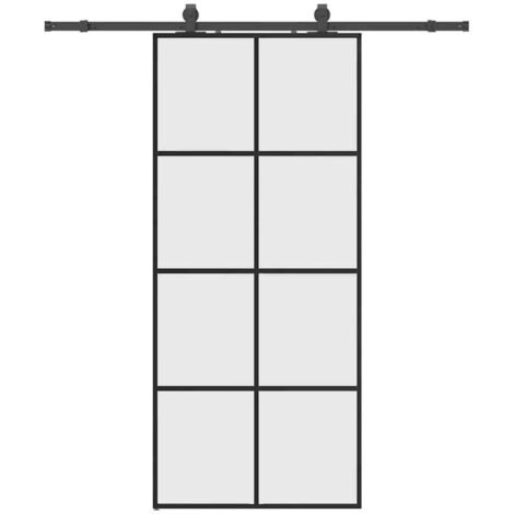Porte coulissante，Porte intérieure，Porte d'entrée kit de quincaillerie noir 90x205 cm verre ESG CFW60473