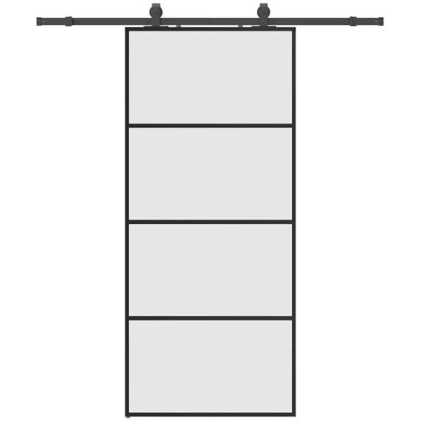 Porte coulissante，Porte intérieure，Porte d'entrée kit de quincaillerie noir 90x205 cm verre ESG CFW63643