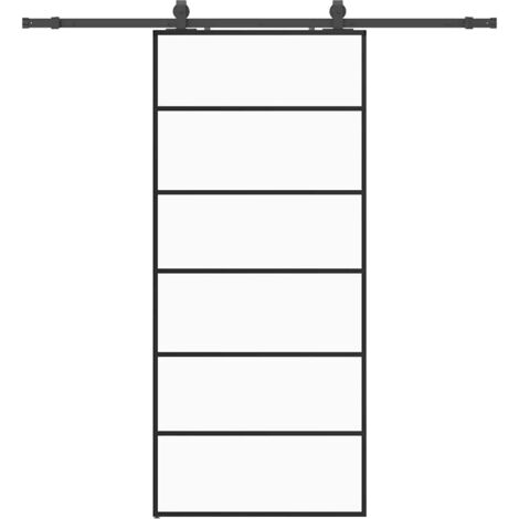 Porte coulissante，Porte intérieure，Porte d'entrée kit de quincaillerie noir 90x205 cm verre ESG CFW64425