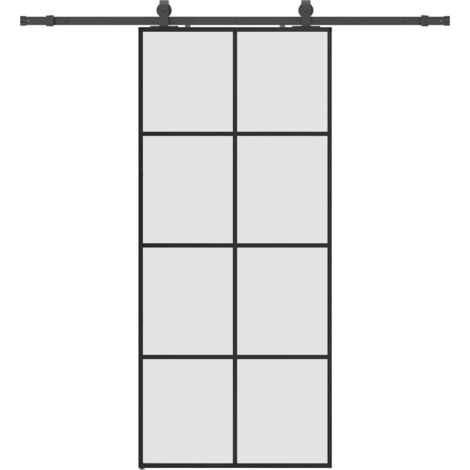Porte coulissante，Porte intérieure，Porte d'entrée kit de quincaillerie noir 90x205 cm verre ESG CFW65664