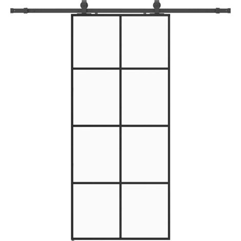 Porte coulissante，Porte intérieure，Porte d'entrée kit de quincaillerie noir 90x205 cm verre ESG CFW70721