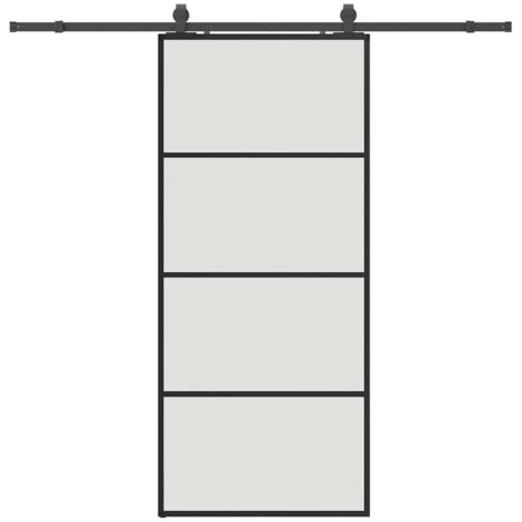 Porte coulissante，Porte intérieure，Porte d'entrée kit de quincaillerie noir 90x205 cm verre ESG CFW71807