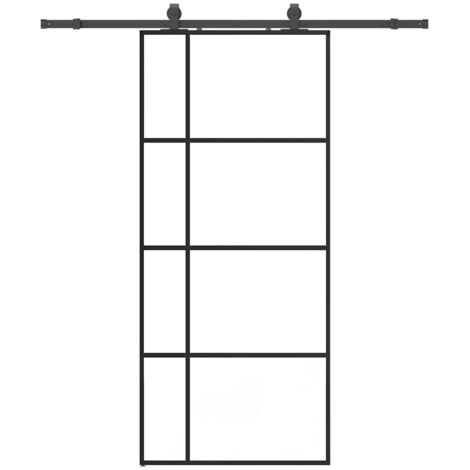 Porte coulissante，Porte intérieure，Porte d'entrée kit de quincaillerie noir 90x205 cm verre ESG CFW79953