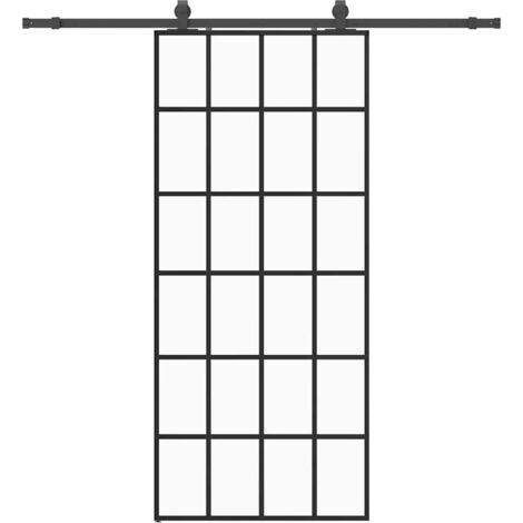 Porte coulissante，Porte intérieure，Porte d'entrée kit de quincaillerie noir 90x205 cm verre ESG CFW86570