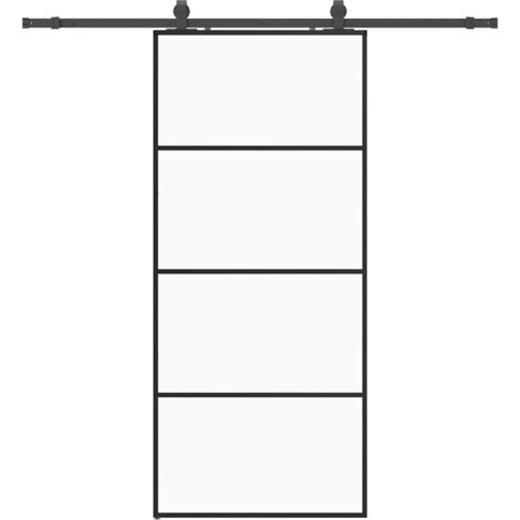 Porte coulissante，Porte intérieure，Porte d'entrée kit de quincaillerie noir 90x205 cm verre ESG CFW93958