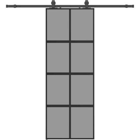 Porte coulissante，Porte intérieure，Porte d'entrée kit quincaillerie noir 76x205 cm verre trempé CFW49847