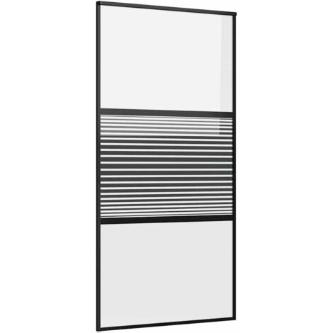 Porte coulissante，Porte intérieure，Porte d'entrée Noir 102.5 x 205 cm Verre trempé et Aluminium CFW29413