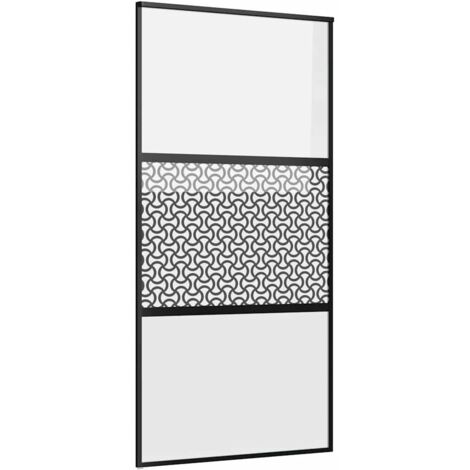 Porte coulissante，Porte intérieure，Porte d'entrée Noir 102.5 x 205 cm Verre trempé et Aluminium CFW93864