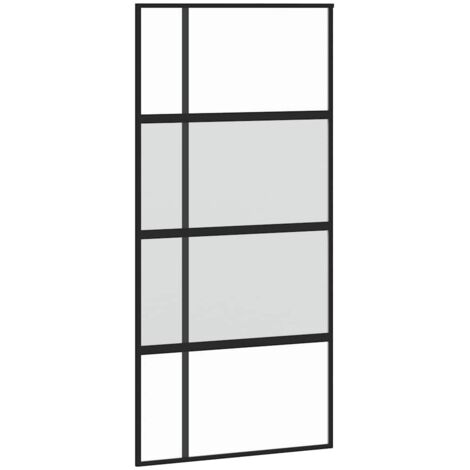 Porte coulissante，Porte intérieure，Porte d'entrée noir 102,5x205 cm verre trempé aluminium CFW96994