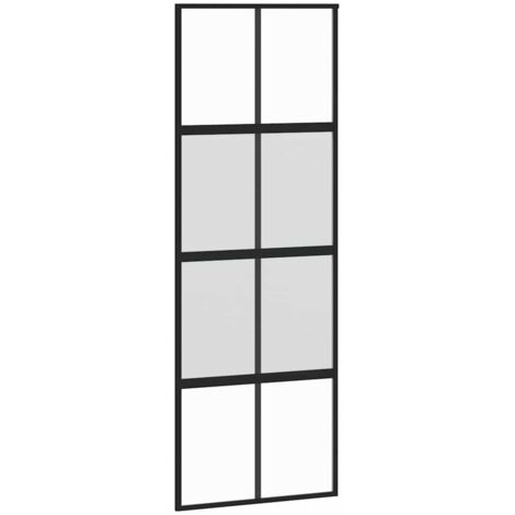 Porte coulissante，Porte intérieure，Porte d'entrée noir 76x205 cm verre trempé aluminium CFW57300