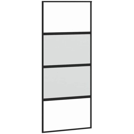 Porte coulissante，Porte intérieure，Porte d'entrée noir 90x205 cm verre trempé aluminium CFW82406